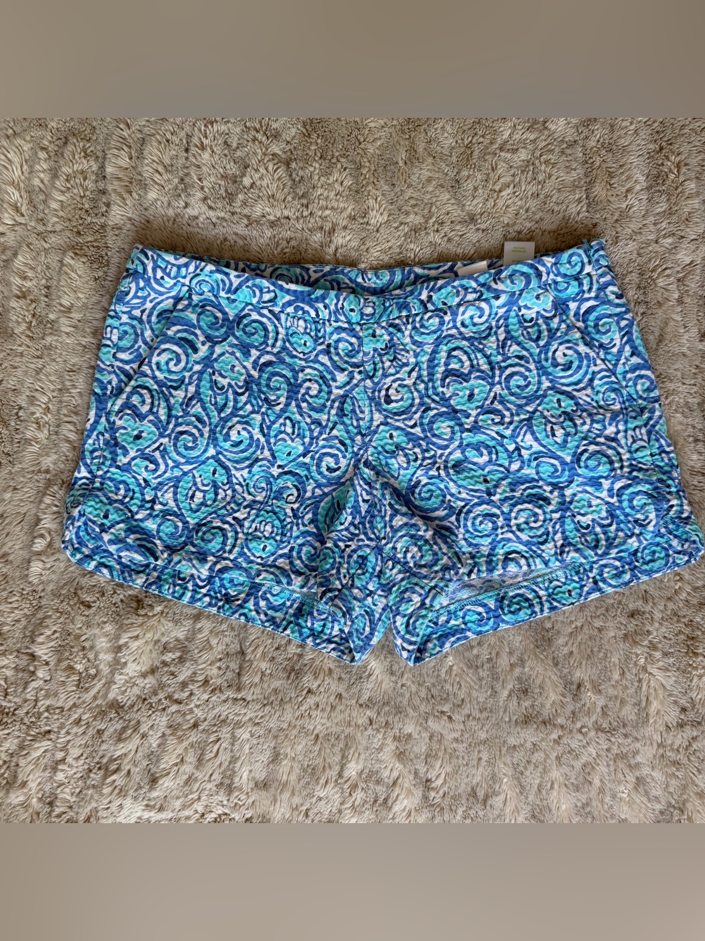 Lilly Pulitzer Blue & Aqua Swirl Print Cotton Shorts